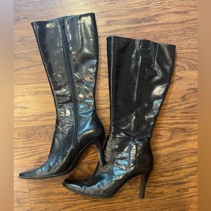 Vintage Black Nine West Knee Boots High Heel Size 8